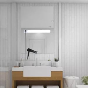 Corp LED baie alb, cu priza, 15w, 6500K, lumina rece, cu protectie IP44